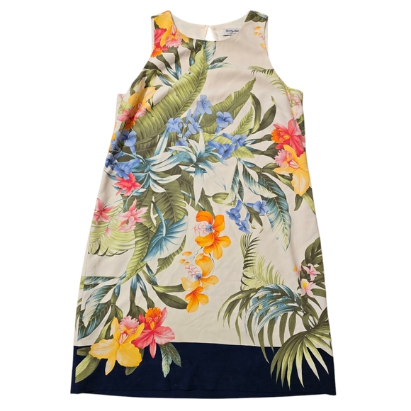Tommy Bahama Silk Shift Dress Tropical Print Madeira Blooms Sleeveless Size M - Picture 2 of 6